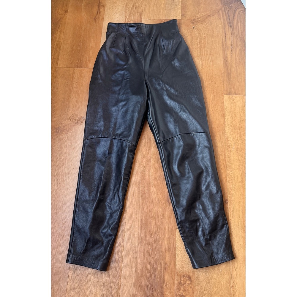 Lotus Fine American Leather Design High Waisted Black‎ Leather Pants Size 6